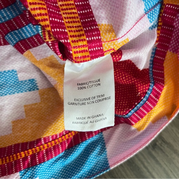 Yevu 100% Cotton Ghanian Made Colorful Wrap Top‎ V-Neck Short Sleeve size 3XL - Picture 13 of 14